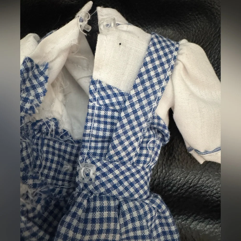 🌷Vintage Wizard of Oz Dorothy Blue Gingham Doll Dress with Red Shoes